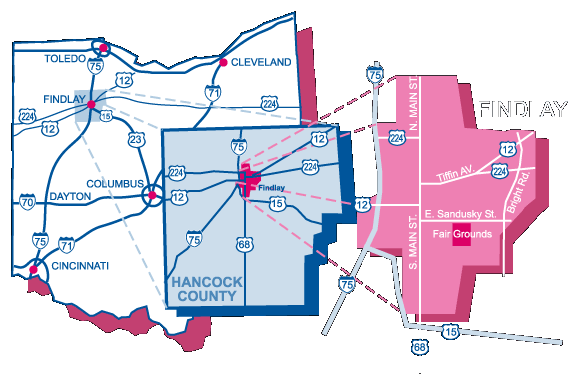 Ohio-Hancock County-Findlay Map